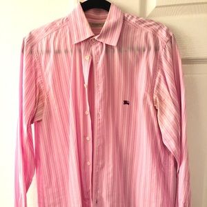 Burberry long sleeve button down striped shirt